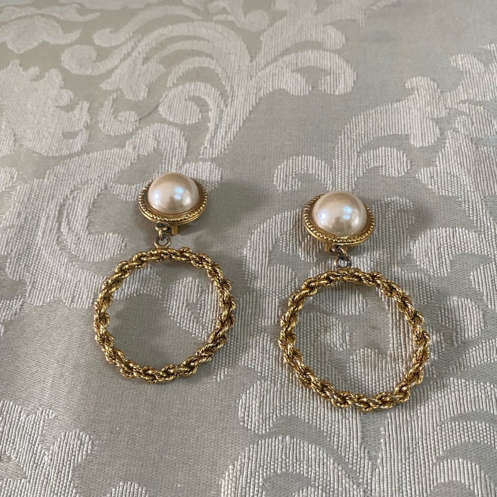 Vintage Clip On Hoop Earrings